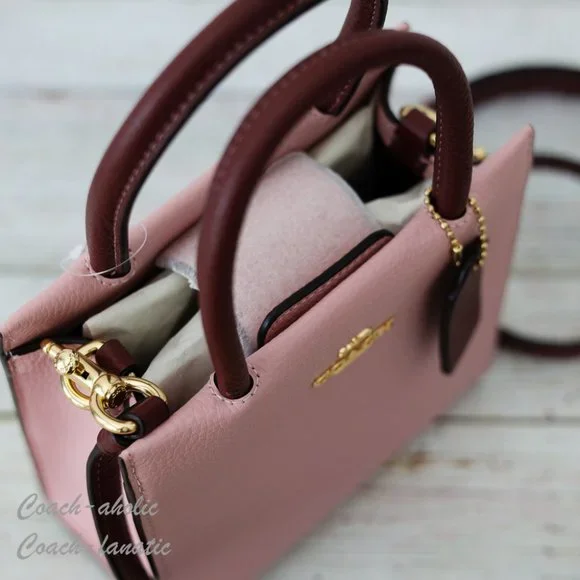 NWT Coach CE598 Mini Cally Leather Crossbody in Powder Pink/Wine - Picture 7 of 10
